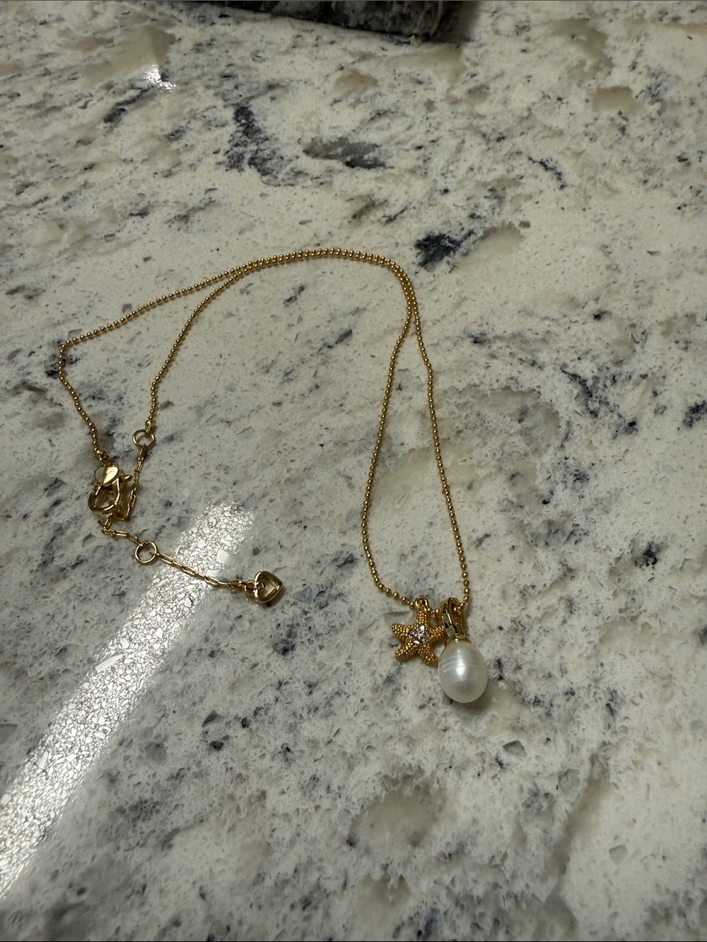 kate spade Gold Pearl & Star Pendant Necklace with dust bag